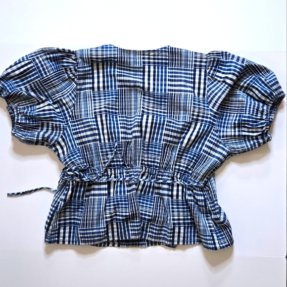 J CREW Patchwork Puff Sleeve Wrap Top - Picture 8 of 8